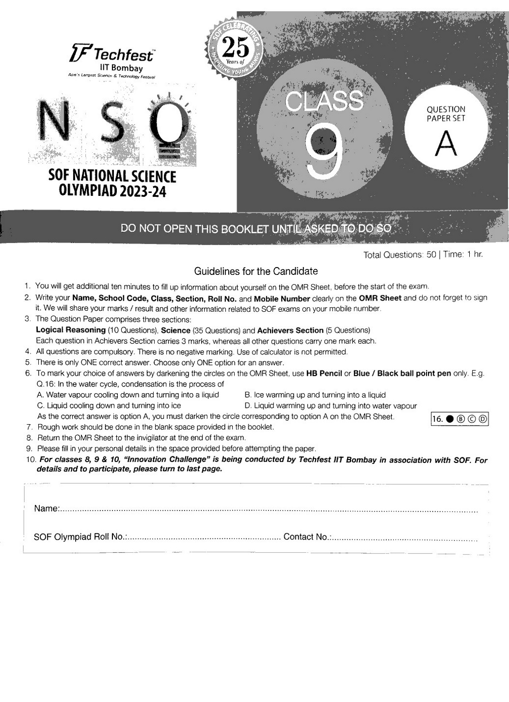 NSO question papers